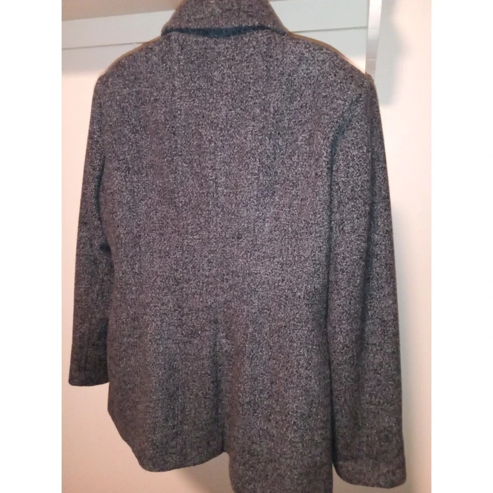 London Fog Womens Gray Salt and Pepper Tweed Wool Blend‎ Button Front Coat Large - Picture 3 of 7